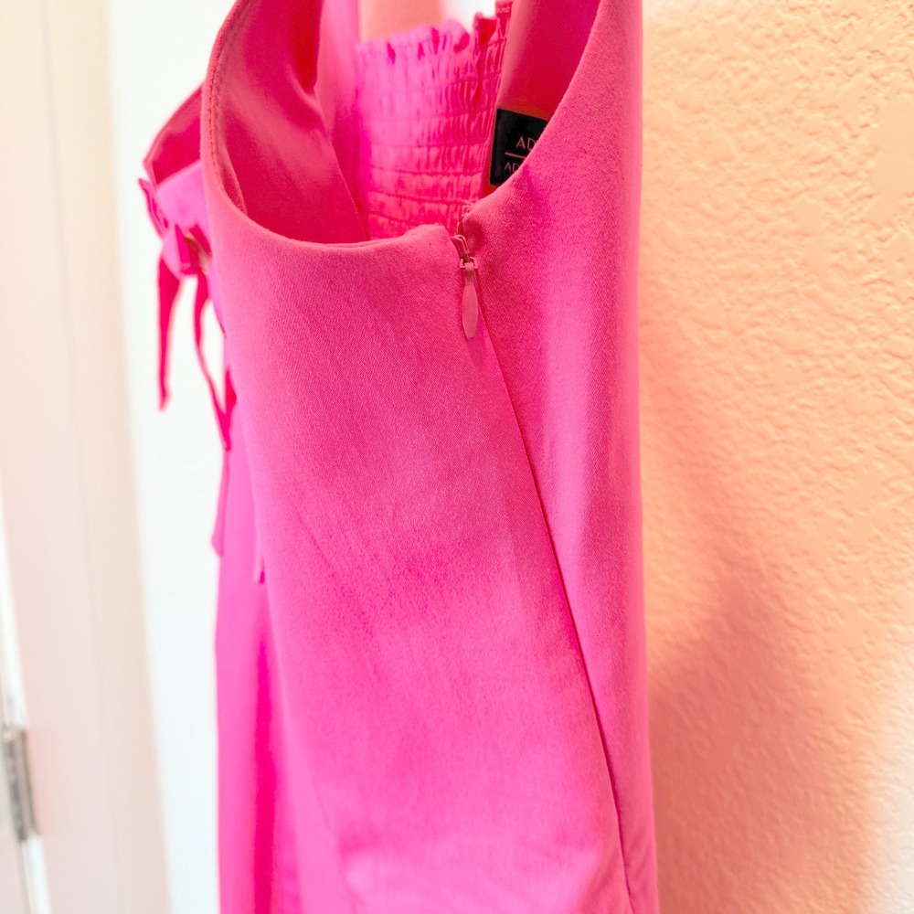 Adrianna Papell Hot Pink Sleeveless Mini Cocktail Dress Bow Size 6 Valentines - Picture 4 of 7